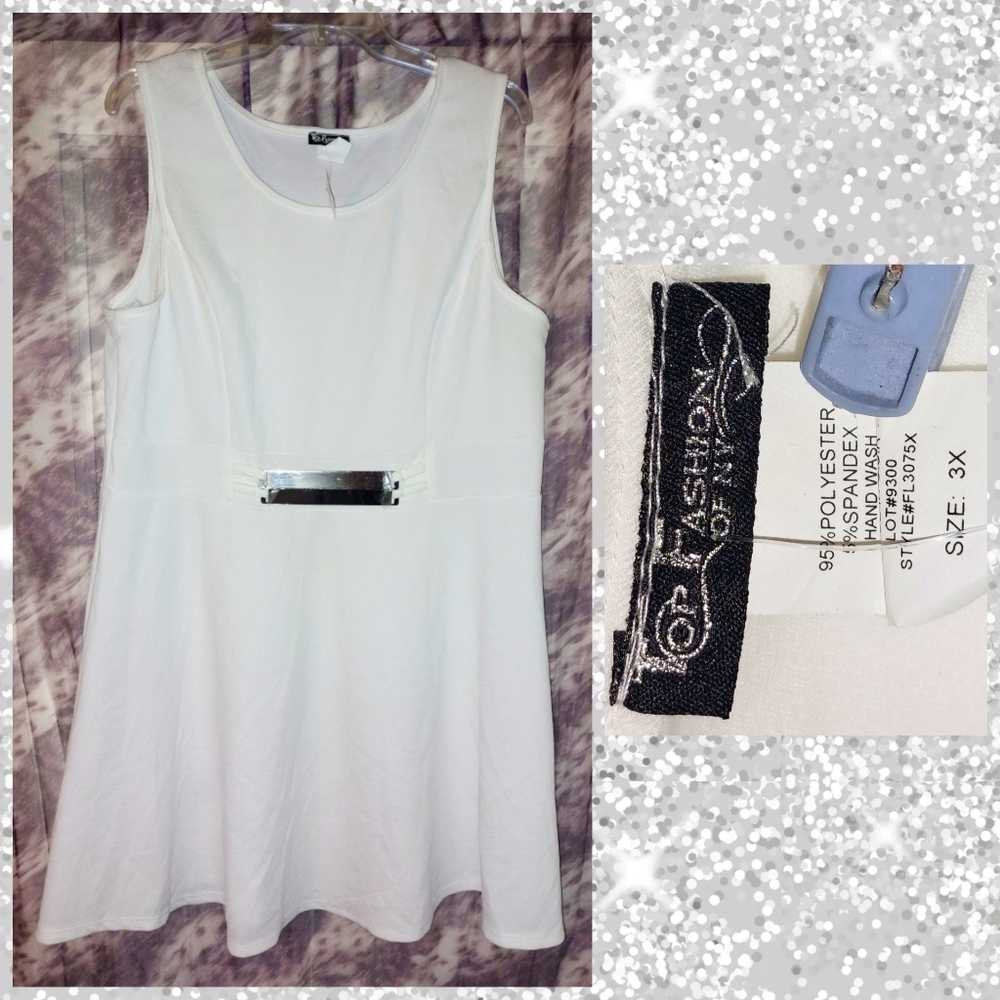 Top Fashion of NY brand White Soft Knit Skater Tank Dress Jrs Plus Sz 3X